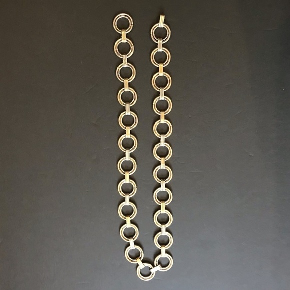 Vintage Gold and Silver Circle Belt, Hook Clasp Makes it Adjustable, Slinky - Picture 2 of 6